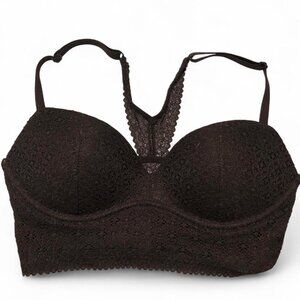 Victoria's Secret black lace racerback strapless padded bra with adjustable stra